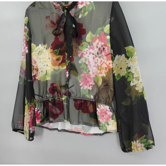 Lauren Ralph Lauren Georgette Blouse Medium Floral Sheer Bloomcore Fairy - Picture 4 of 16